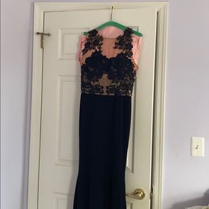 Black floral prom dress